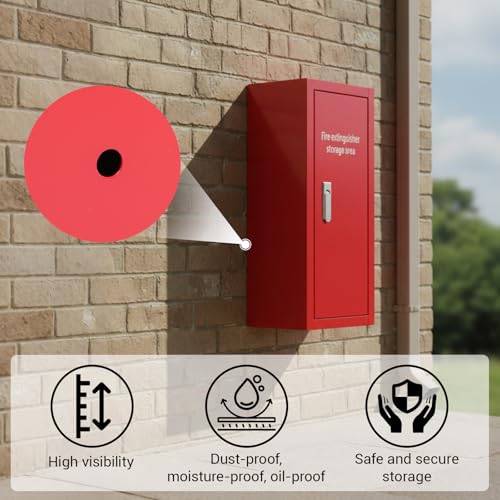 Image of MorningRo Fire Extinguisher Cabinet, Wall & Surface Mount Steel Cabinet, Heavy Duty Fire Extinguisher Holder, 201 Stainless Steel Wall Mounted, Red, Fits 5-10 lb Extinguishers