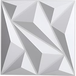 Panel Adherible 3D Warmiehomy Paneles de pared 3D, 12 piezas de papel tapiz decorativo de diamante de 19 x 19 pies, paneles de PVC blanco para sala de estar, dormitorio, baño, decoración de pared interior del hogar (500