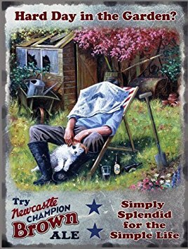 Newcastle Brown Ale Gardener metal sign (og 4030)
