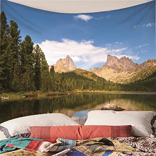 Tapisserie murale cuisine Isdreem pour habiller un grand mur vide forêt de montagne