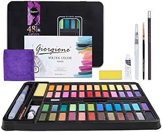 GYBOOM Watercolour Paint Set, 48 Colours, Vollaquell Palette in Metal Box, Portable Watercolour Painting Set for Beginners, Professional Artists
