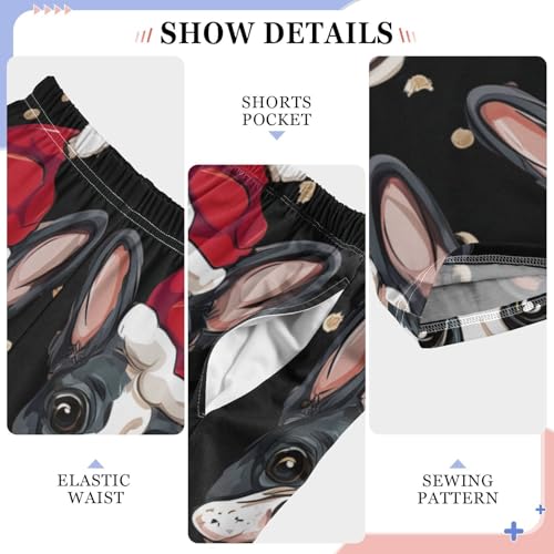 ZZXXB Xmas French Bulldog Print Boys Long Pants Soft Trousers Elastic Waist Kids Lounge Bottoms with Pockets S-XL4