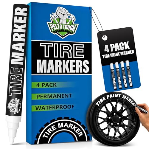 Pelto White Paint Tire Marker For Tire Lettering 4-Pack Permanent Tire Pen