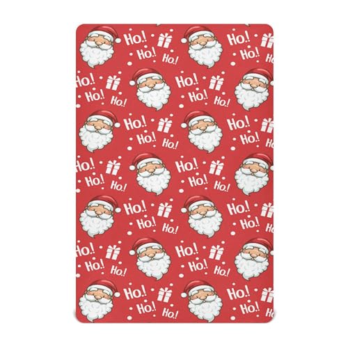 Image of Christmas Santa Hohoho Crib Sheets Soft Breathable Fitted Baby Crib Sheets Mattress Cover for Girl Boy, 52 inch x 28 inch x 9 inch
