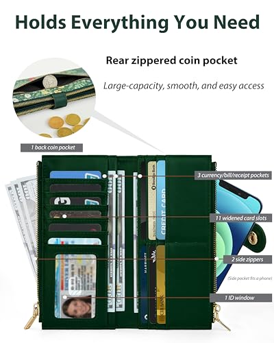 Image of Cat Floral Women's Wallet,Thin RFID Card Holder with Zipper Pocket