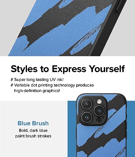 Image of Ringke Onyx Compatible with iPhone 15 Pro Case Cover Rugged Flexible Durable Anti-Slip TPU Protection Shockproof iPhone 15 Pro Back Cover - Blue Brush