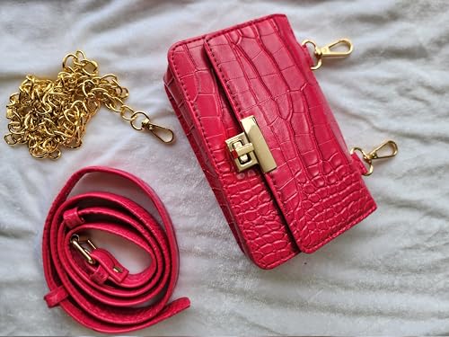 Image of Waist Cum Sling Bag for Women | Vegan Leather PU Bag with Adjustable & Detachable Sling Strap | Durable Handmade Compact Travel Accessory for Outings | Hot Pink