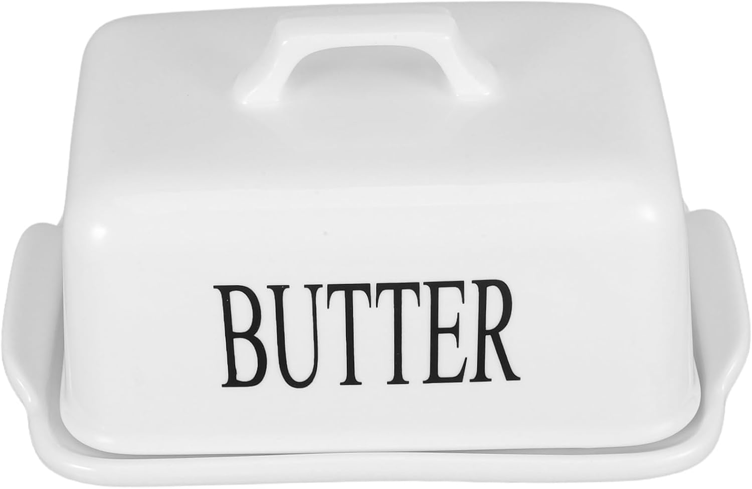 Wide Ceramic Butter Dish with Airtight Lid for Freshness Large Capacity Pantry Canister for Butter and Cheese Storage Elegant Counter Tray for Kitchen Organization and Dining