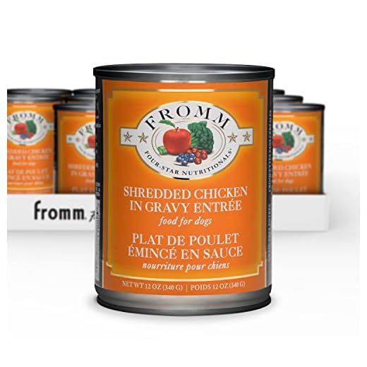 Fromm Four-Star Nutritionals Shredded Chicken in Gravy Entrée Dog Food - Premium Wet Dog Food - Chicken Recipe - Case of (12) 12 oz Cans