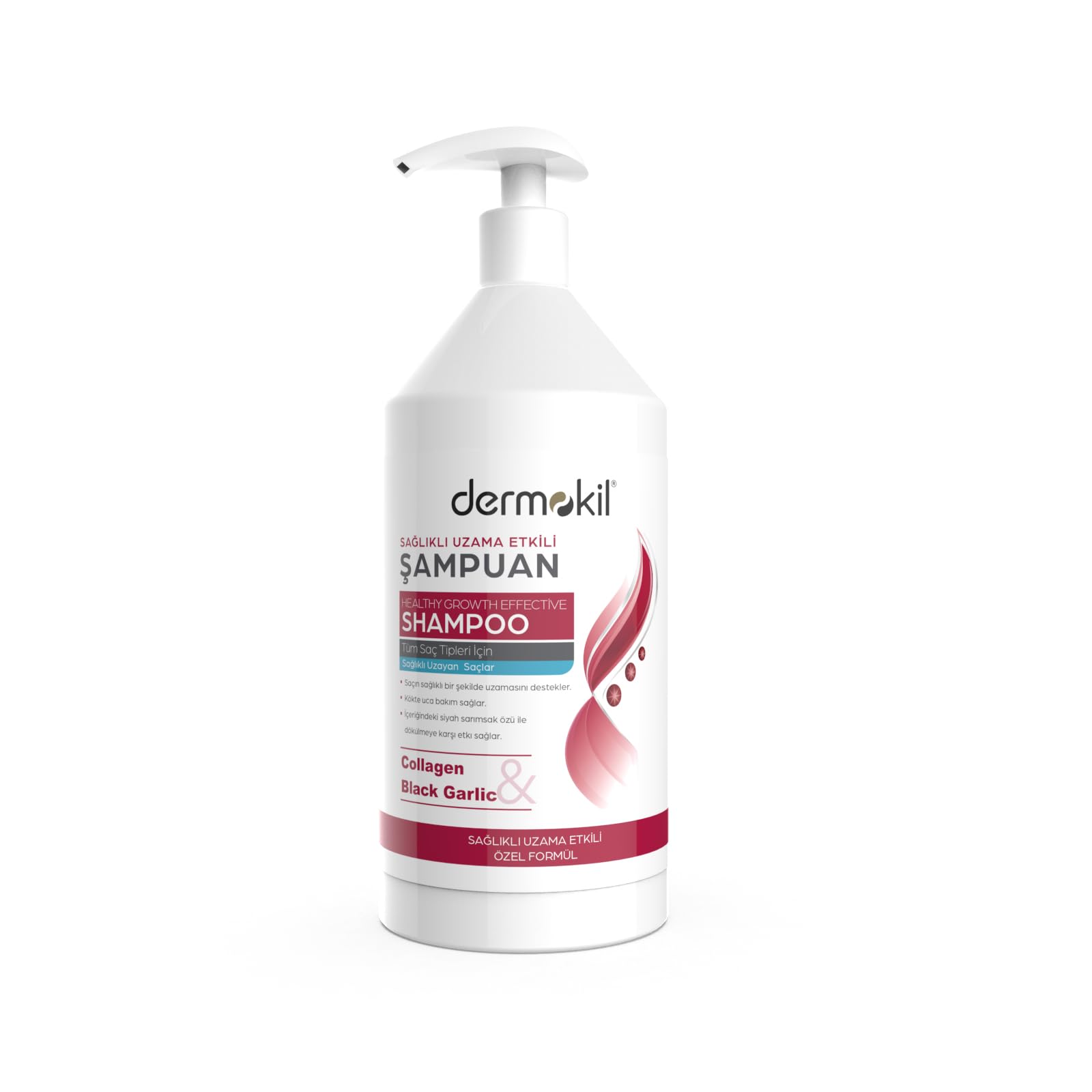 Dermokil Kolajen ve Siyah Sarımsak Sağlıklı Uzama Etkili Şampuan 1 L