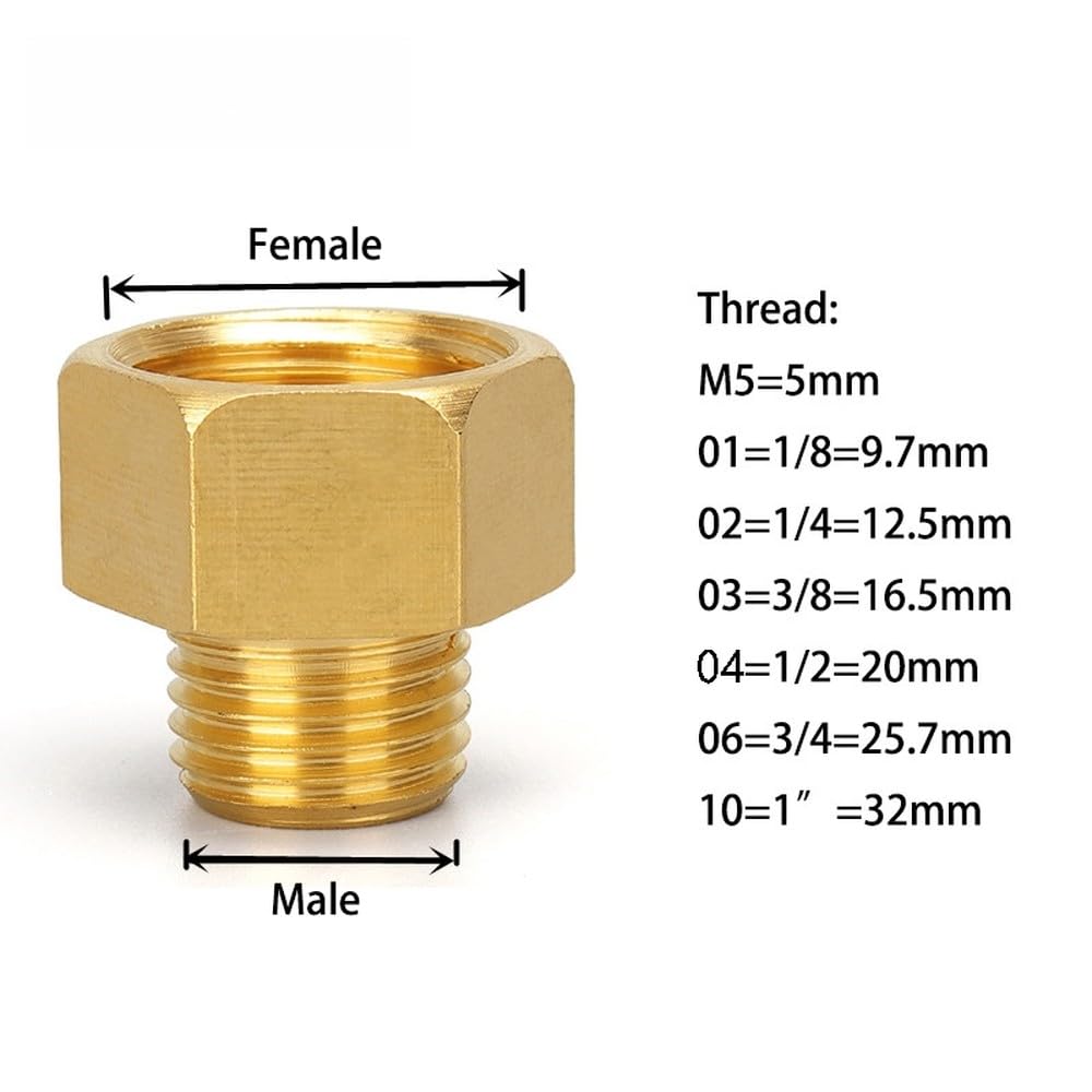 Connettori per tubi in ottone con filettatura maschio-femmina da 1/8" a 1/4" a 3/8" a 1/2" Adattatore accoppiatore in ottone Raccordo filettato