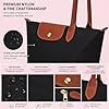 Elite Apparel Women’s Waterproof Nylon Tote Bag Large Foldable Shoulder Handbag for Work (Black) #3