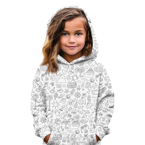 GOFULY Hoodie Kids Cute Fleece Long Sleeve Sweatshirt Hooded Diy Hand Painted Fall Casual Hoodies Y2K Boys Clothe 2-14 Years3