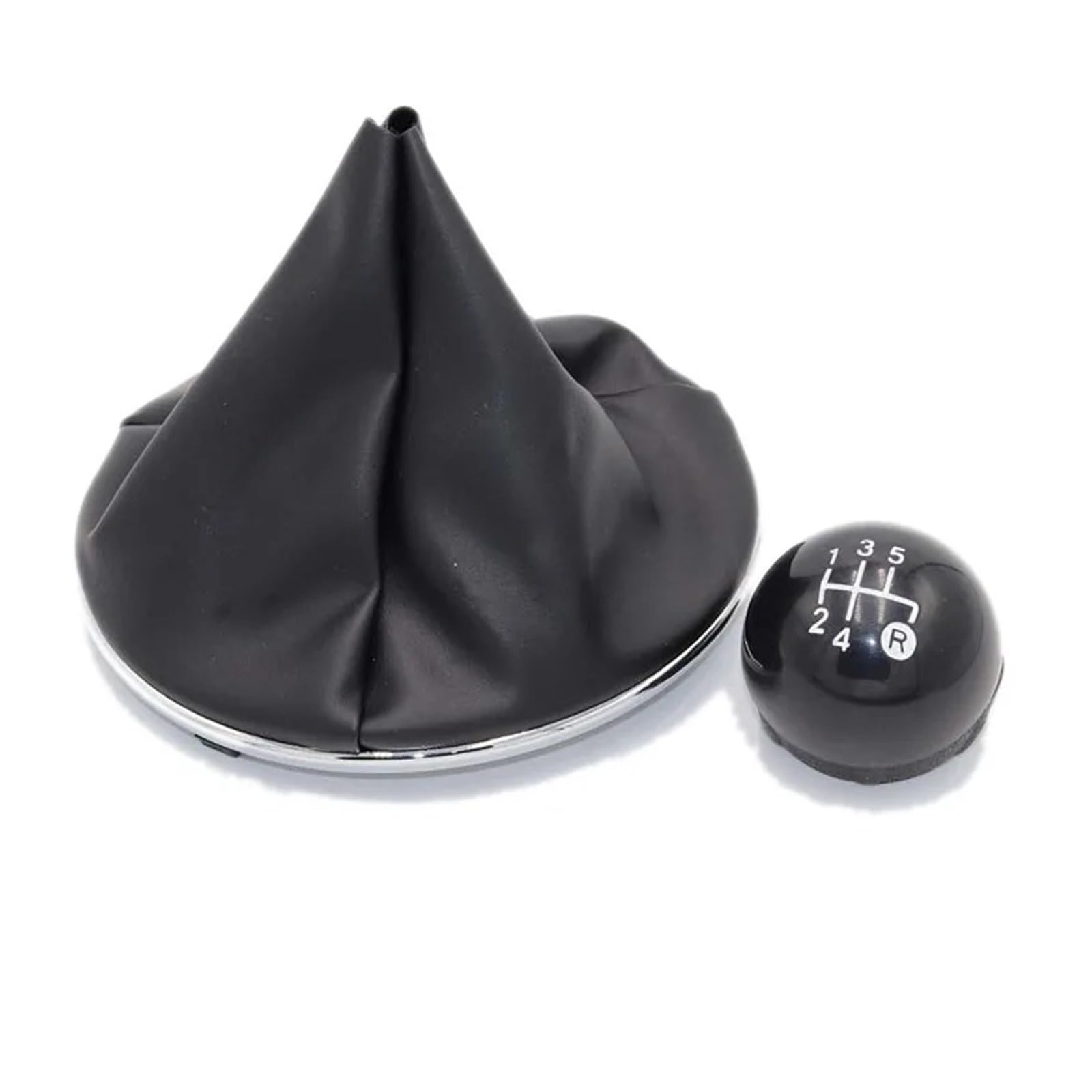 Glblpexelr 6 Speed Knob Leather Gear Knob For Fiat 500 500C 2007-2018 5 Speed Gear Shift Knob Sitck Head Leather Gloss Black Cap(6 Speed Knob)