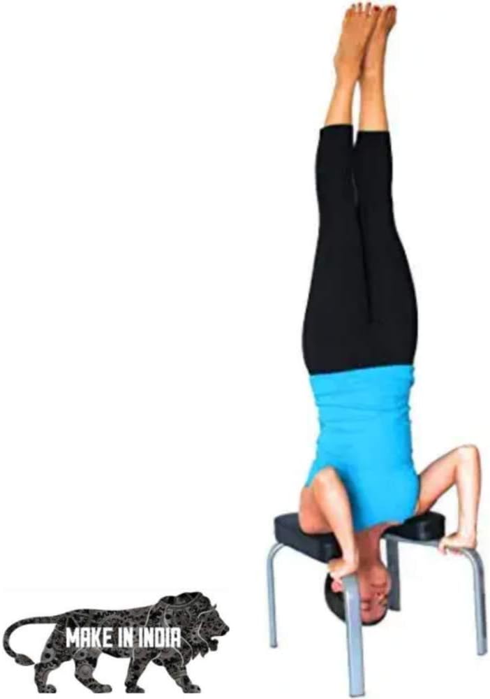 GS Enterprises Yoga Headstand Bench Ideal for Practice Head Stand Shoulderstand Handstand Various Poses for Beginner and Experience Yogis (Black)