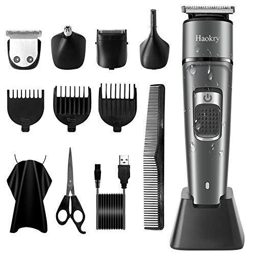 Hair Clippers,Nose Hair Trimmer,Eyebrow Trimmer,Beard Trimmer for Men,Haokry Cordless Beard Grooming,Kit Clippers for Hair Cutting Waterproof USB Rechargeable 4 in 1