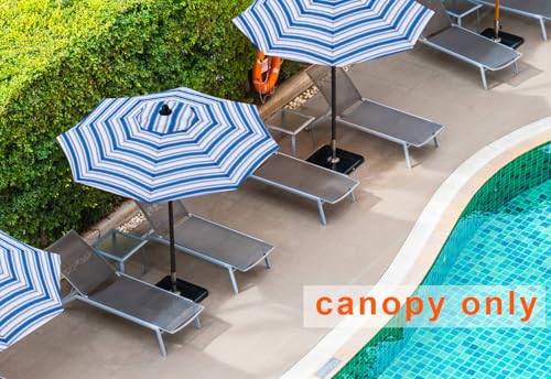 Image of MASTERCANOPY Patio Umbrella 9ft Replacement Canopy for 8 Ribs-Navy Blue Stripe Canopy Only