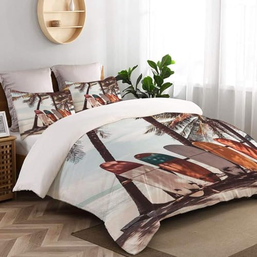 Housse de couette 200x200 microfibre douce motif surf lit 2 places - 4