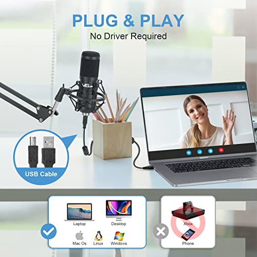 Vegue Usb Microphone Kit, 192Khz/24Bit Streaming Podcast Pc Condenser Computer Mic Set For Gaming, Youtube Video, Recording Music, Voice Over, Studio Mic With Adjustable Arm Stand (Vg-016) #TOP3
