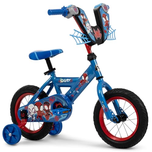 Huffy Marvel Spidey and His Amazing Friends 12 Inch Kid's Bike, Ideal for Ages 3-5 Years Old, Training Wheels Included, Quick Connect Assembly, Fun and Playful Graphics, Simple Coaster Brake