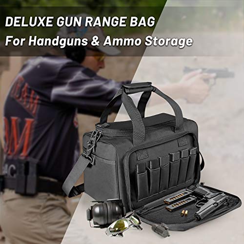 Wincent Tactical Gun Range Bag For Handguns And Ammo, Shooting Duffle Range Pistol Bag With Magazine Slots Multiple Compartments, Black #TOP1