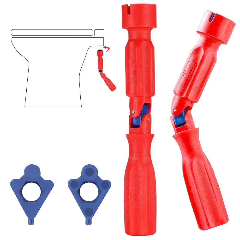 Hiuyavy Toilet Seat Spanner Plumbing Tools, Toilet Seat Tightening Tool, Universal Toilet Seat Installation Key with 1 Replacement Heads for Removal Installation and Repair 10/13/17mm(1 Pack)