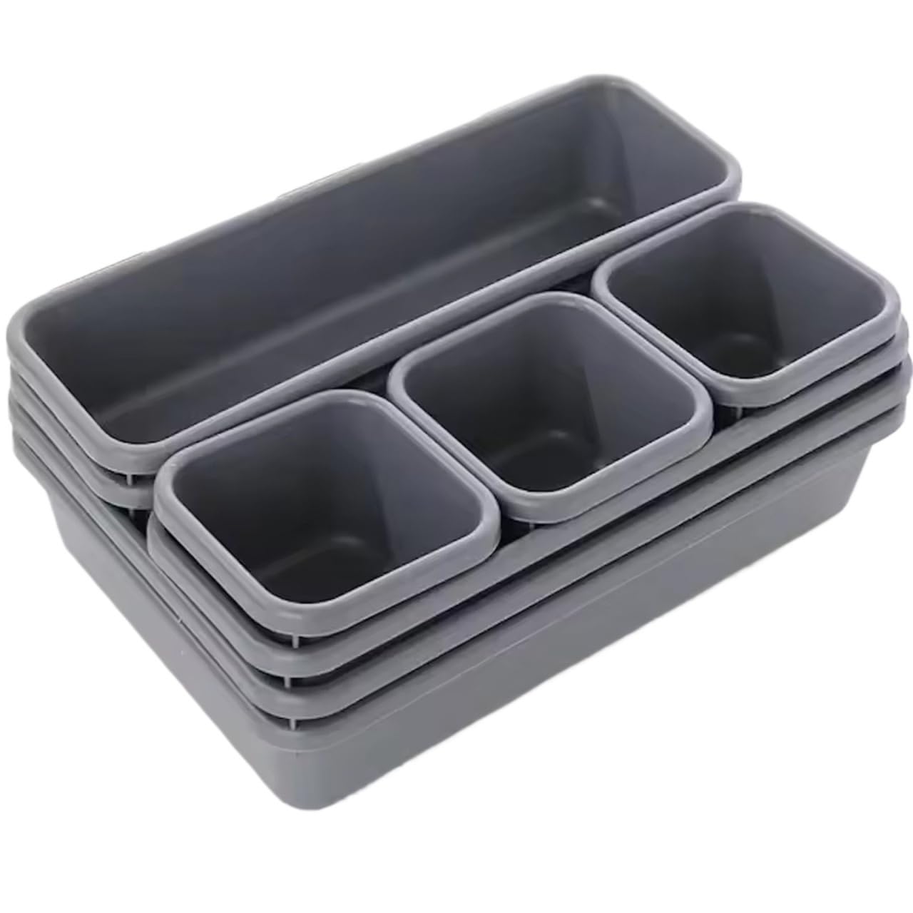 Bghyjkol Light Grey Drawer Organiser 8Pcs/Set Adjustable Drawer Organizer Box