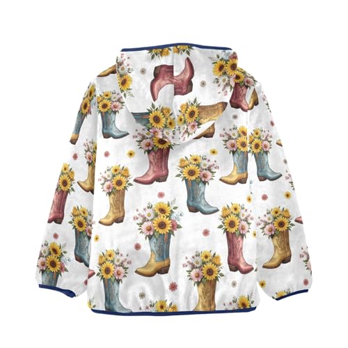 CHIFIGNO Cowboy Boots Sunflowers Toddler Boy Zip up Hoodie Lightweight Warm Fleece Jacket 3T2