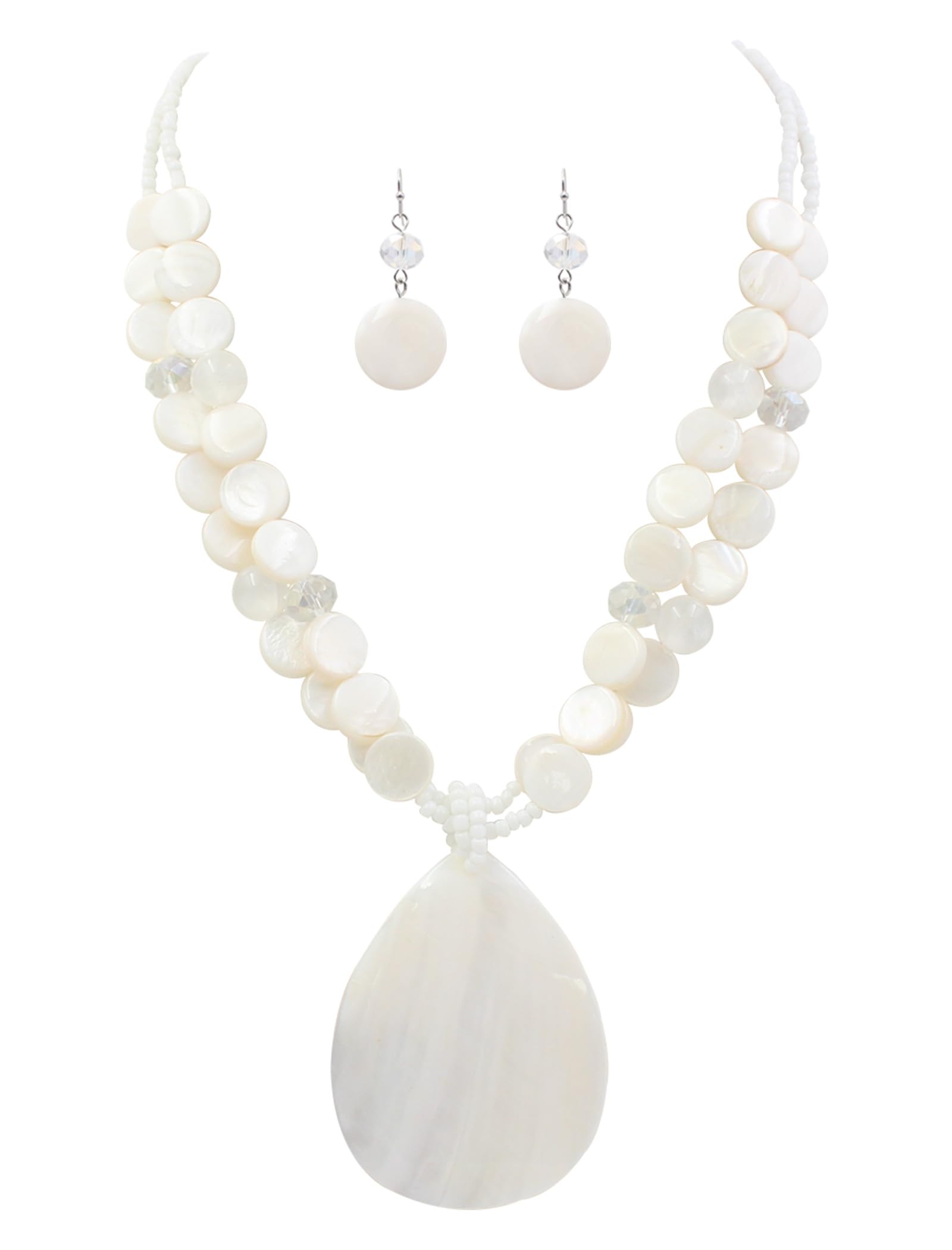 Jules D. Big Teardrop Pendant Necklaces for Women Colorful Beaded Necklaces Statement Set for Holiday.