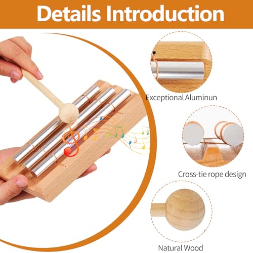 Energy Klangstab, 3 Ton Chime Koshi Klangspiel Holz Chime Glockenspiel Schlaginstrument mit Holzschlägel Percussion Instrumente für Meditation Klangtherapie Musikpädagogik