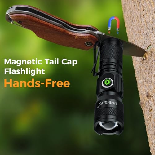 Rechargeable EDC Flashlight with Magnet,Pocket Flashlights High Lumens with Clip,1200 Lumens Compact LED Small Light and Long Range,Mini Flash Light for Everyday Carry. (2)