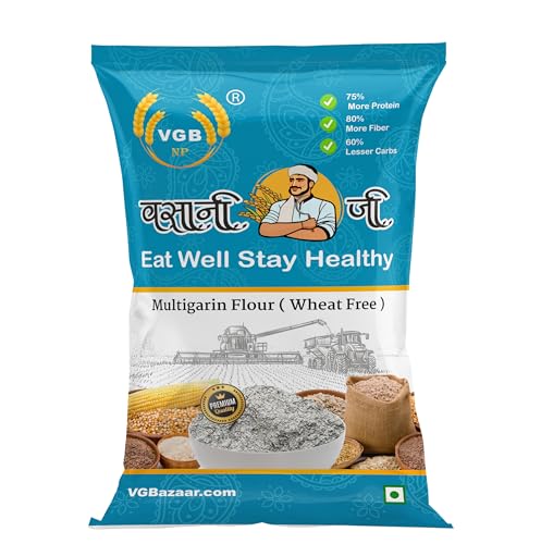 Image of Vasani G Wheat-Free Multi Millet Flour | Mix Grain Atta with Bajra, Jowar, Ragi, Maize, Barley & Kala Chana | Gluten-Free Atta | No Wheat Flour - 1kg