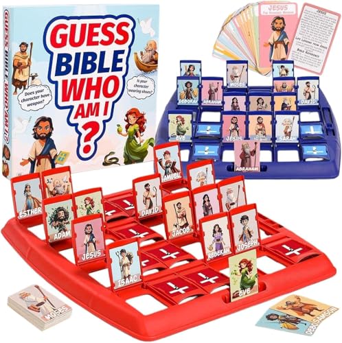 Guessing Bible Who Am I Board Game: Classic 24 Holy Characters with Life Story & Verse Cards, Christian Guesses Bible Who Board Games for Kids Family