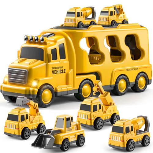 Image of Construction Trucks Toddler Boy Toys Cars for Toddlers 1-3 - Kids Toys for 3 4 5 6 Years Old Boys Transport Vehicle Carrier Truck, Car Toys Set for Age 3-9, Christmas Birthday Gifts