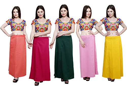 Image of Pistaa's combo of Women's Cotton Best Plain Solid Indian Readymade Inskirt Saree petticoats