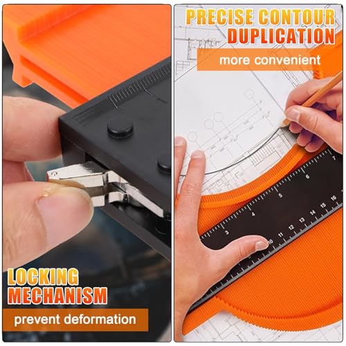 10 Inch Contour Gauge, Profile Gauge Shape Duplicator with Lock, Contour Gauge Profile Tool, Contour Duplicator Measuring Tool for Precise Duplication Woodworking Tools