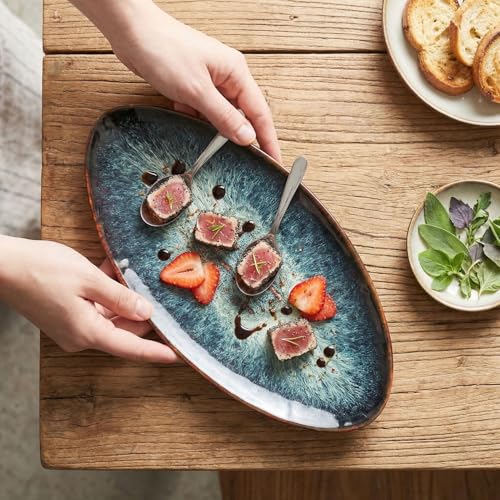 Assiettes de luxe en céramique durable au vernis réactif unique