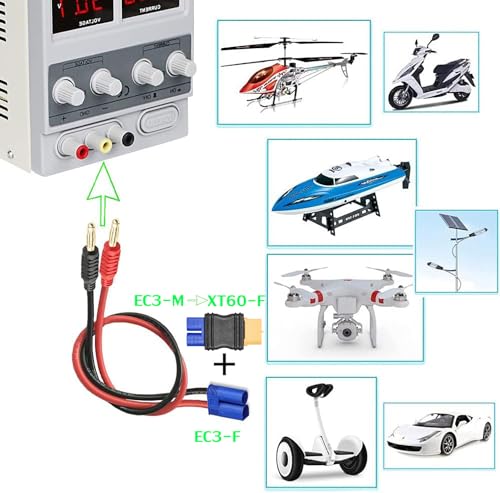 xt60 female to ec3 male connector2 pcs xt60-ec3 injection molded connectors adapterrc battery adapter for lipo battery micro fpv drone