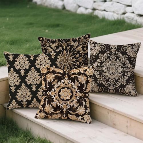 Housse coussin 80x80cm imperméable double face impression lin retro boheme - 4