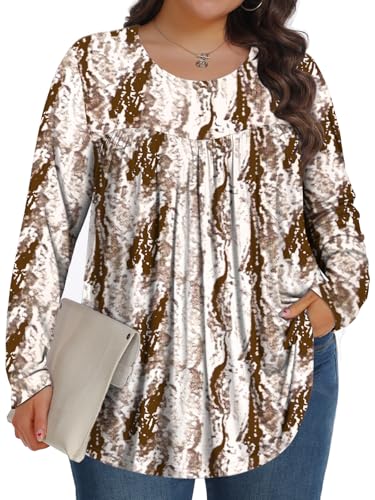 Plus Size Tops for Women Winter Long Sleeve Shirts Crew Neck Casu...