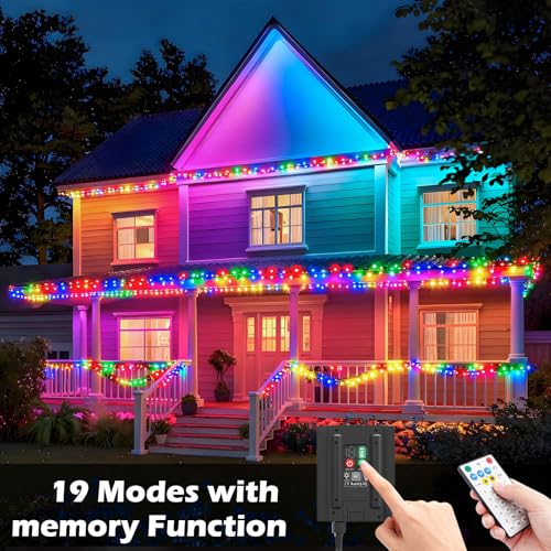 Amzxart Luces Navidad Exterior Solar, 105ft 300LED Luces Solares Led Exterior Jardin, 19 Modos, IP65 Impermeable Luce Natal Exteriores para BalcóN, JardíN, árbol de Navidad, Colorido - imagen 2