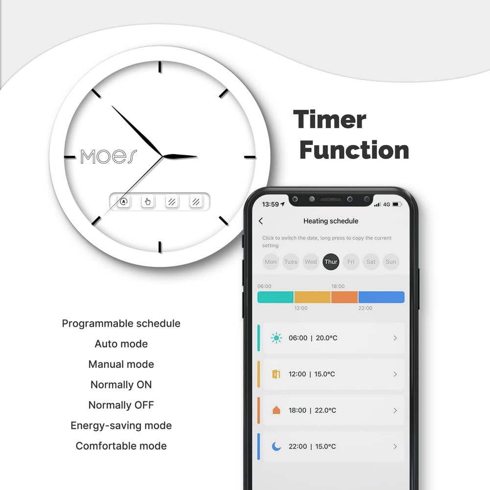 Tuya Smart WiFi, cabezal termostático, actuador de válvula de radiador, controlador de temperatura inteligente TRV WiFi, vida inteligente, WiFi, duradero, fácil de usar