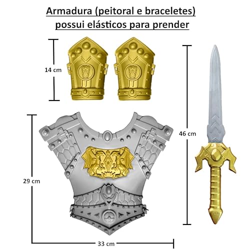 Kit Gladiador De Brinquedo Com Espadas Escudos Armadura Peitoral e Máscara Infantil