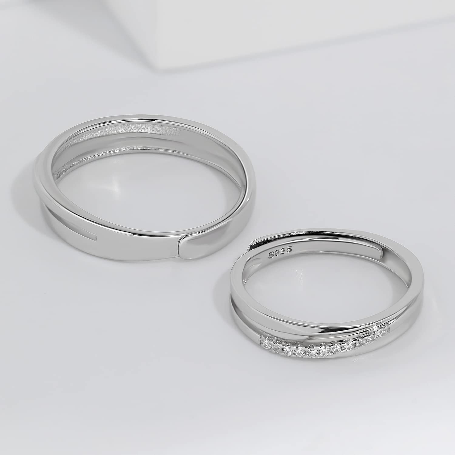 Meissa Verschlungene Paarringe für Damen und Herren 925 Sterling Silber Eheringe Größe verstellbar Jahrestag Ring Set Versprechen Ring