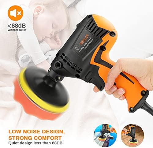 Buffer Polisher zerotop 980W Car Furniture Polishing Machines Portable Electric Polisher Kit Rotary Car Polishers and Buffers Machines with 850-3200 RPM, 6 Variable Speeds for Sanding Polishing