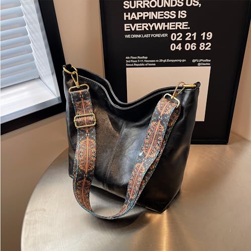Image of Fashion Hobo Bags for Women Vegan Leather Crossbody Bag with Guitar Strap Shoulder Purses and Handbags