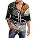 Générique Hommes Printemps et été décontracté Vintage Grande Taille en détresse Pleine Impression t-Shirt col en V à Manches Chemisiers pour Hommes pour Travail Dédouanement Professionnel