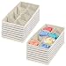mDesign Set da 2 scatole portaoggetti – Versatile organizer per cassetti con 8 scomparti per biancheria, accessori e gioielli – Box pieghevoli in tessuto ideali per accessori infanzia – naturale/blu