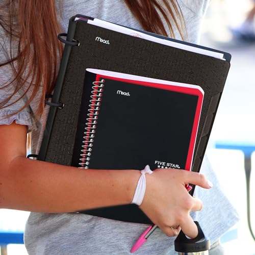 Image of Five Star Spiral Notebook, 2 Subject, College Ruled Paper, 6 inch x 9-1 /2 inch, 80 Sheets, Fights Ink Bleed, Water Resistant Cover, Black (840029AA2-ECM), (Pack of 12)