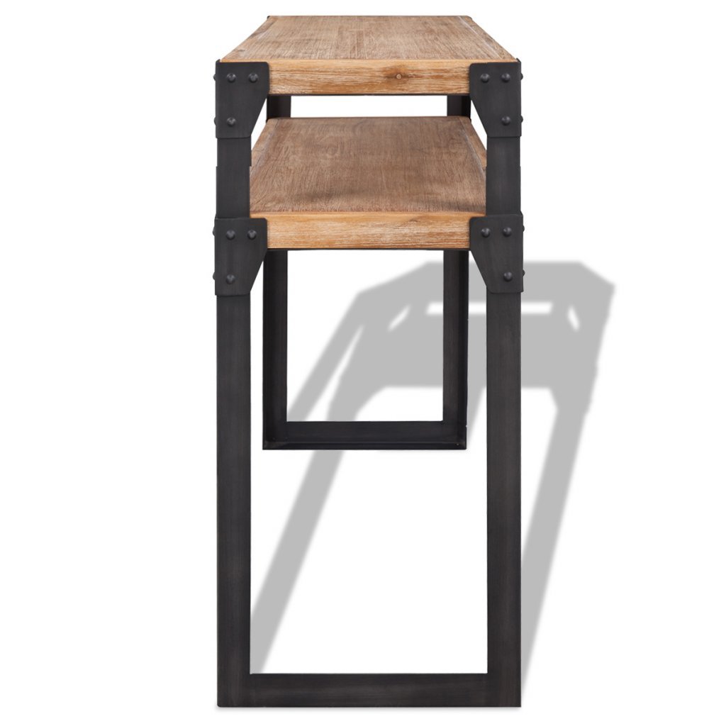Festnight Retro salontafel met legplank, vintage woonkamertafel, houten bijzettafel in industrieel design, salontafel met metalen poten voor woonkamer en slaapkamer, 60 x 60 x 40 cm, massief acacia